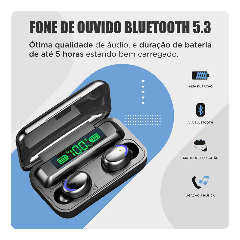 Fone Bluetooth F9-5 Pares Som Imersivo Powerbank Moderno Bateria Longa Duração Compativel Com Todos Celulares