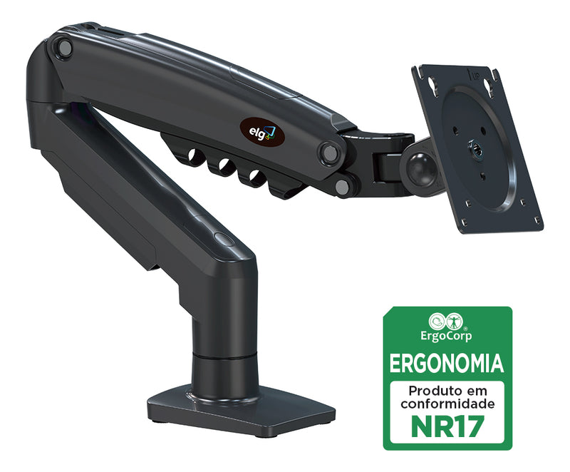 Suporte Articulado de Mesa F80N com Pistão a Gás para Monitores de 17'' a 35'' Preto ELG