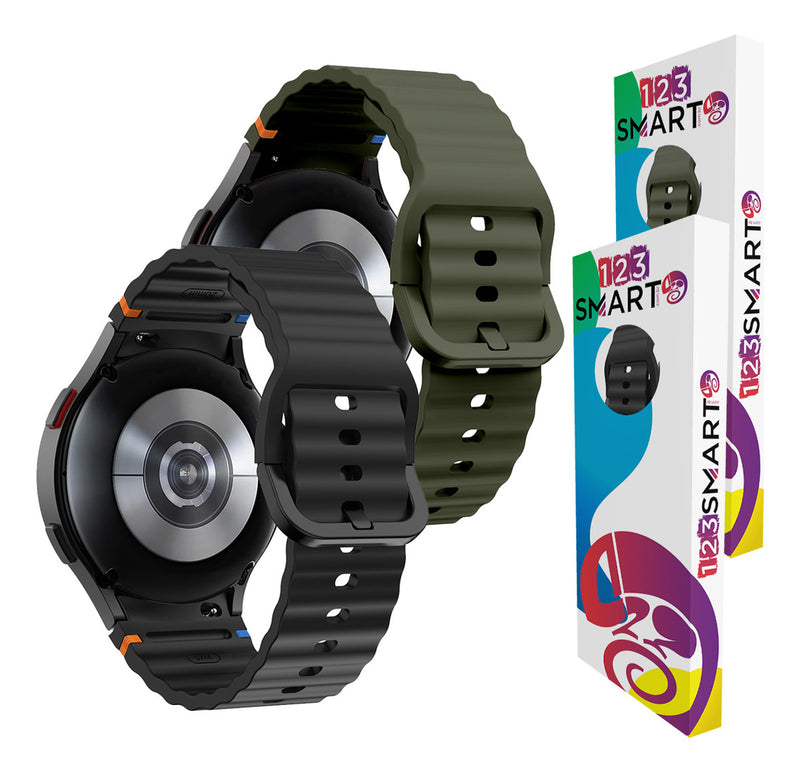 Pulseira De Silicone Ridge 3 Cores 123-alc-07 Marca 123smart Compavel Com Samsung Galaxy Watch 4 5 6 7 Fe 40mm 42mm 43mm 44mm 45mm 46mm 47mm Classic Pro - Cor Preto