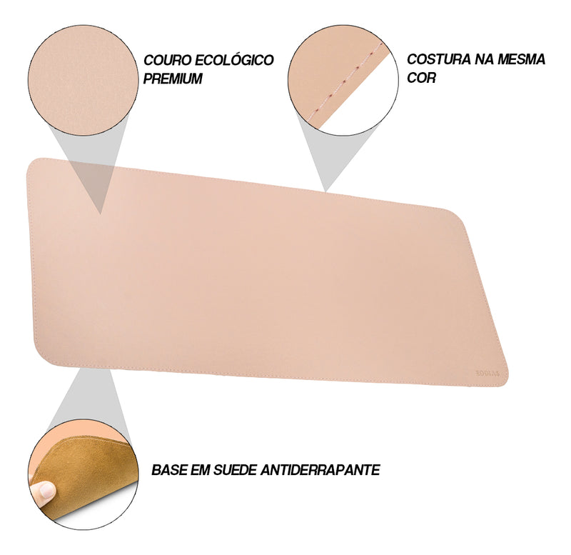 Mousepad Grande Preto 90x40 Deskpad Couro Antiderrapante Mesa Computador Notebook Eddias