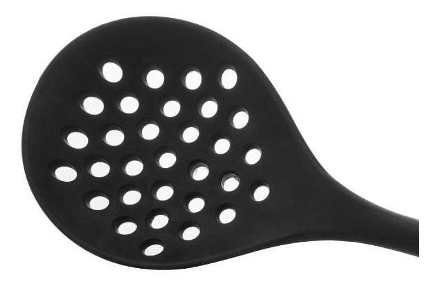 Escumadeira De Silicone Preta 28,5cm X 8cm