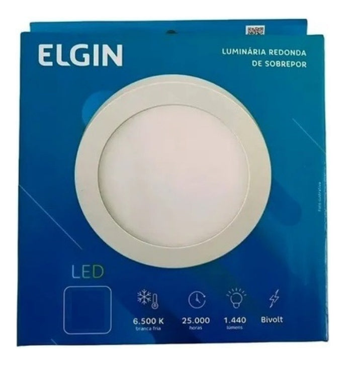Painel Plafon Led Sobrepor Redonda 24w Branco Frio Elgin