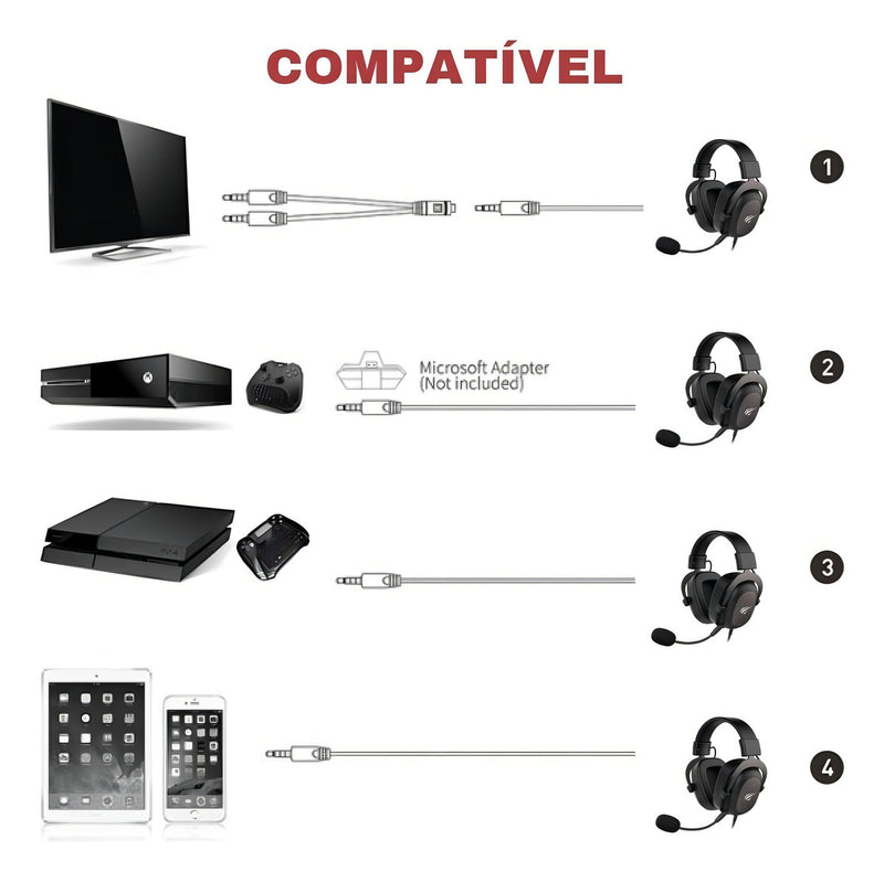 Headset Gamer Havit H2002d Edição Cor Preto