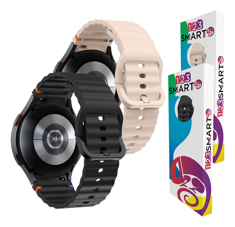 Pulseira De Silicone Ridge 3 Cores 123-alc-07 Marca 123smart Compavel Com Samsung Galaxy Watch 4 5 6 7 Fe 40mm 42mm 43mm 44mm 45mm 46mm 47mm Classic Pro - Cor Preto