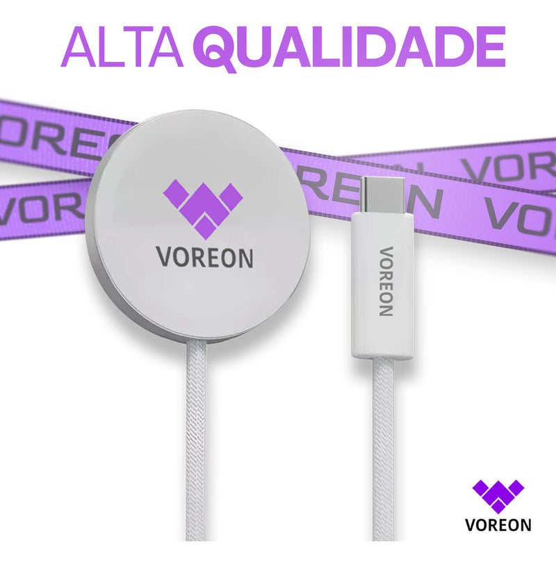 Cabo Magnetico Voreon Carregador Compatível com Relógio Apple Watch Series 2 3 4 5 6 Indução Smartwatch Cor Branco
