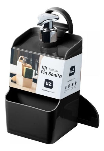 Kit Organizador Pia Cozinha Detergente Rodinho Uz Preto