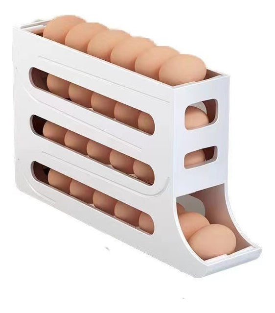 Porta Ovos Suporte Rolante Dispenser Rolante 4 Andares Cor Cinza