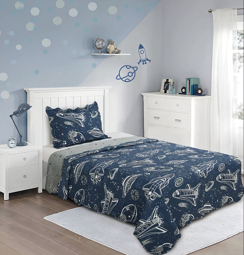 Kit Cobre Leito Colcha Queen Patchwork Evolution Dupla Face 3 pçs Camesa