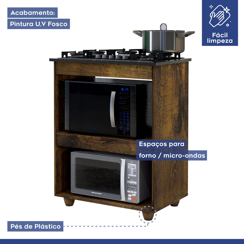 Kit Balcão Turim Com Fogão Cooktop 4 Bocas Itatiaia Preto