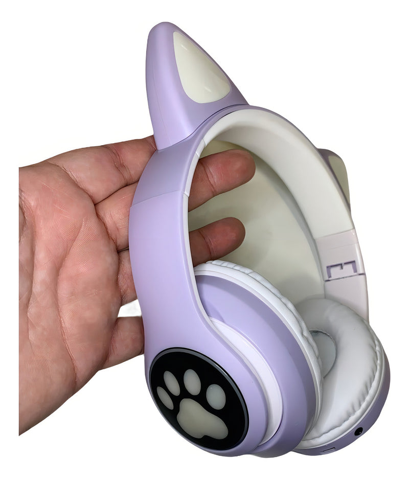 Fone Gatinho Sem Fio Com Led Bluetooth Infantil Meninas Gato