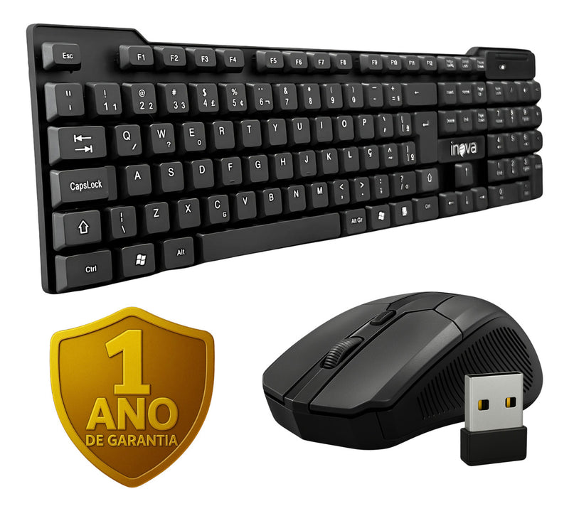 Kit Teclado E Mouse Sem Fio Wireless 2.4g Slim Davely Cor Preto