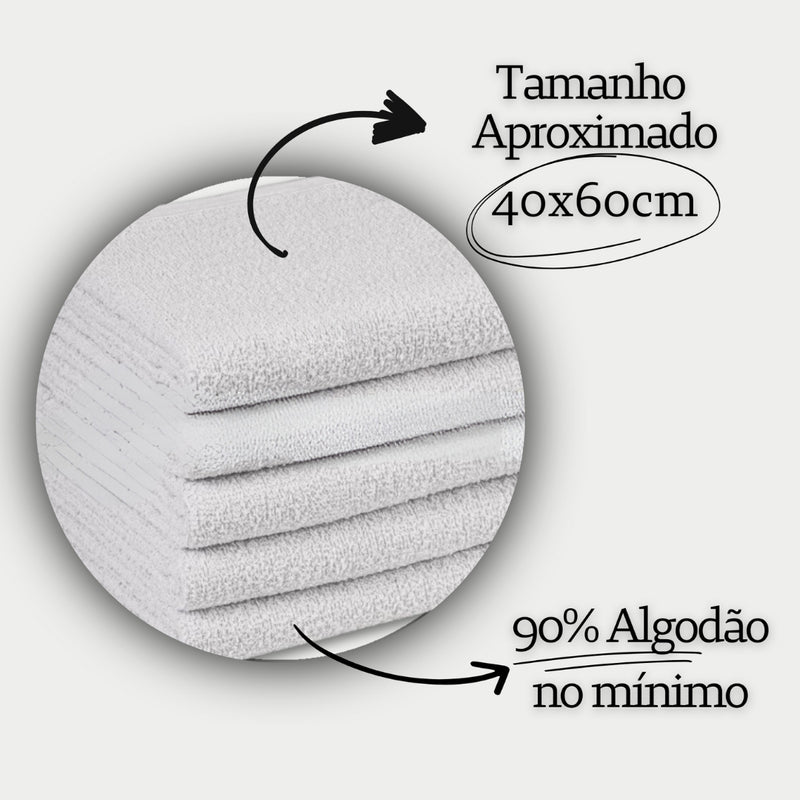 Kit 20 Toalhas Rosto Clássica P/ Salão De Beleza Reforçada Cor Branco