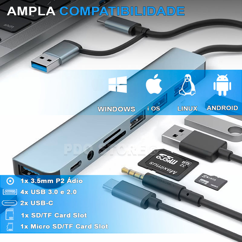 Hub Usb 8 Portas Usb 3.0 5 Gbps Extensor Adaptador Usb 3.0 Computador Pc Notebook Pdo Store