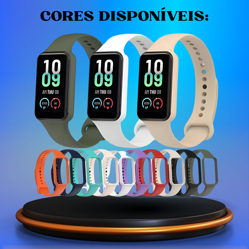 Pulseira Silicone Borracha Para Xiaomi Amazfit Band 7 + Pel Cor Lilás