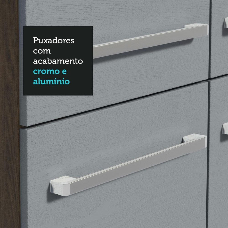Armário de cozinha modulada completa compacta Emilly pop com armário e balcão cor rustic/preto GREM229002