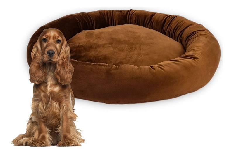 Cama Pet Luxo Cães Gatos Confortável Redonda Impermeável G Cor Marrom Desenho Liso