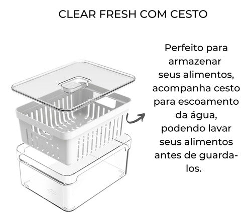 Organizador De Geladeira Ervas Frutas Legumes Clear Fresh Com Cesto 2,2l Ou OF 450