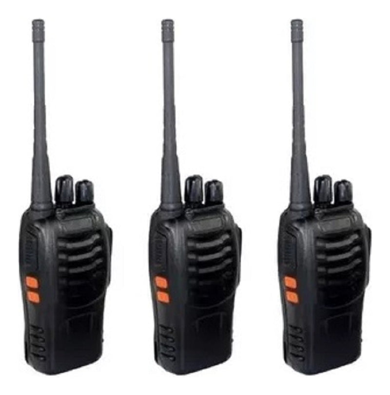 Kit 3 Radio Comunicador Walktalk 12km Segurança Profissional Cor Preto