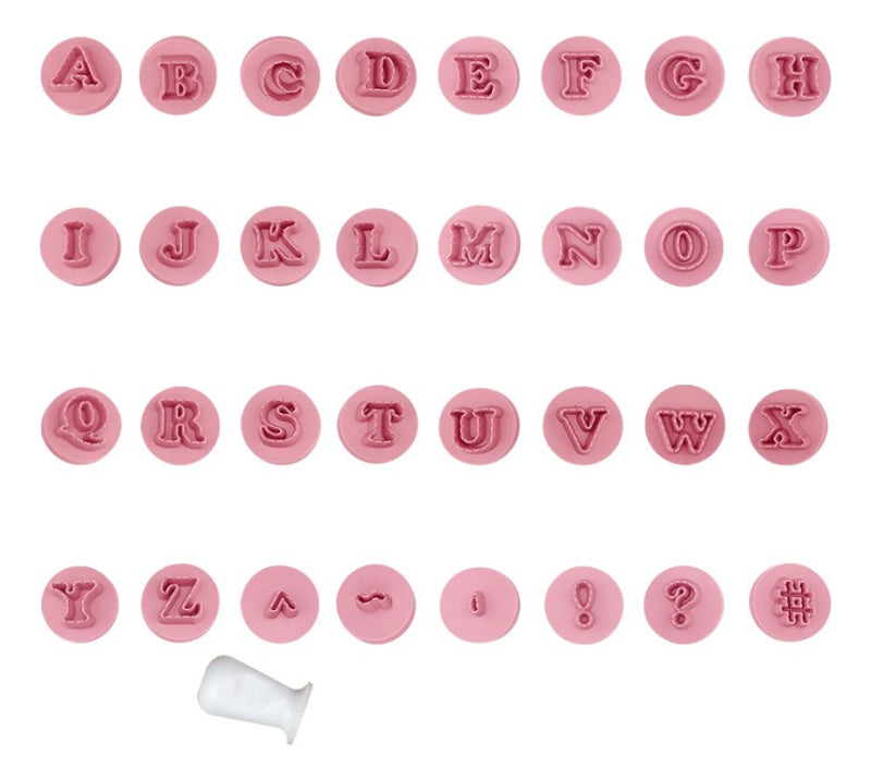 Kit 32 Carimbos Letras Fofas 2cm Para Brigadeiros Bluestar Cor Rosa