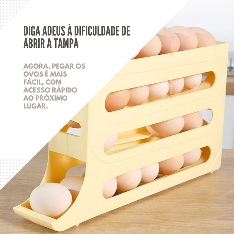 Porta Ovos Suporte Rolante Dispenser Rolante 4 Andares Cor Cinza