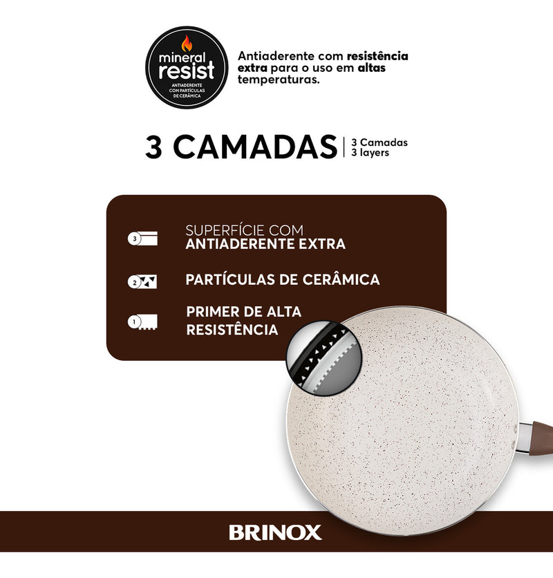 Conj de Panelas 8 Peças Ceramic Life Smart Plus Vanilla - Brinox