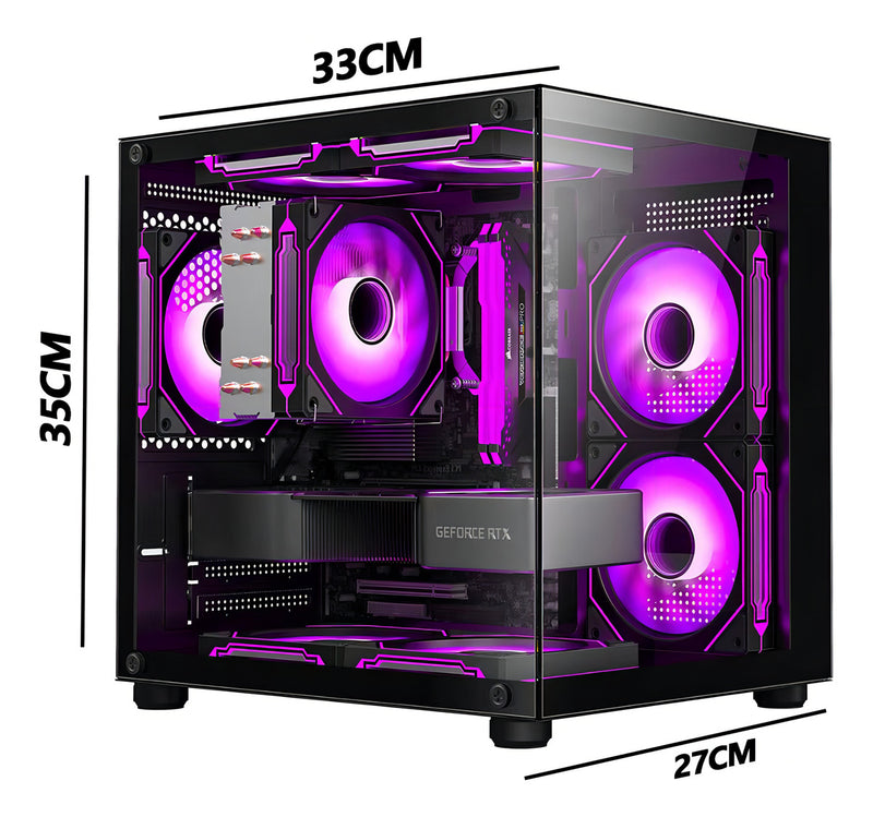 Gabinete Gamer Hayom Aquário Com 4 Cooler Fan Led Rgb