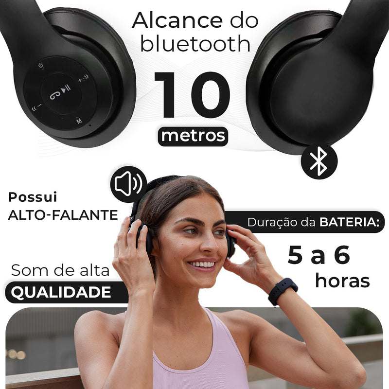 Fone De Ouvido Bluetooth Sem Fio Regulável Corrida Treino Academia Entrada P2 Mp3 Wireless Para Smartphone Pc Desktop