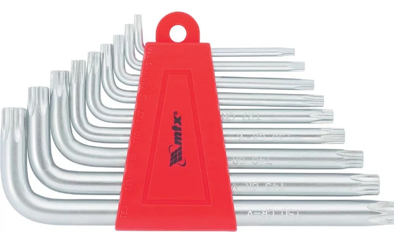 Jogo De Chaves Hexagonais Torx T10 T50 Crv 9 Pçs 123059