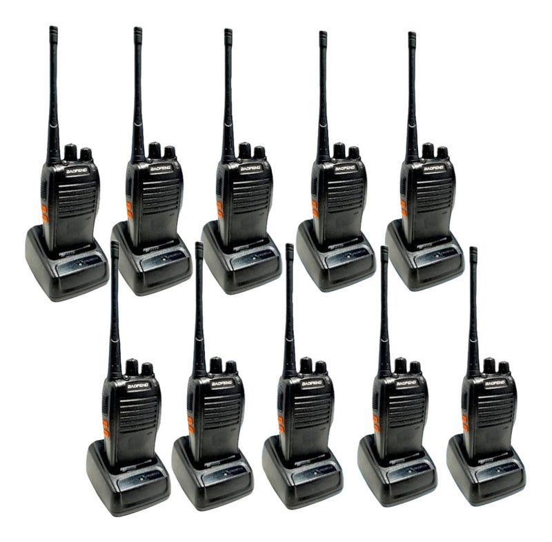 10 Baofeng Rádio Comunicador Walk Talk 777 Alcançe 12km 16ch Bandas de freqüência 400-470MHz Cor Preto