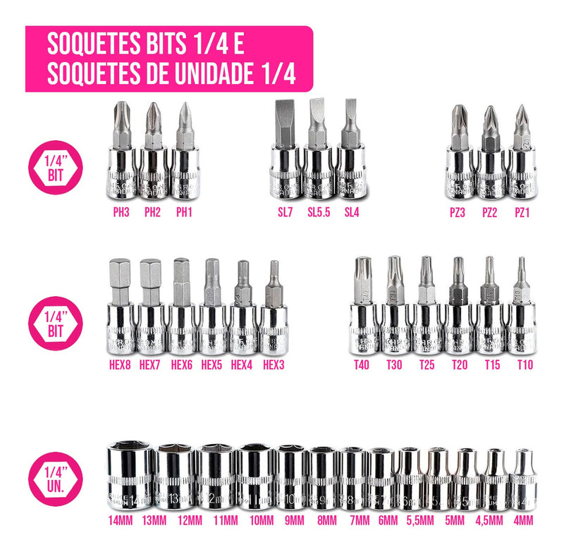 Kit De Ferramentas 46 Peças Chaves Phillips Fenda Torque