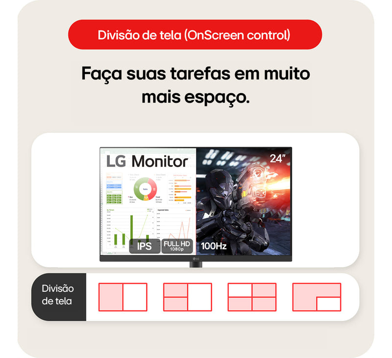 Monitor LG 24 Ips, Full Hd, 100hz, Hdmi, Ajuste De Inclinaç Cor Preto