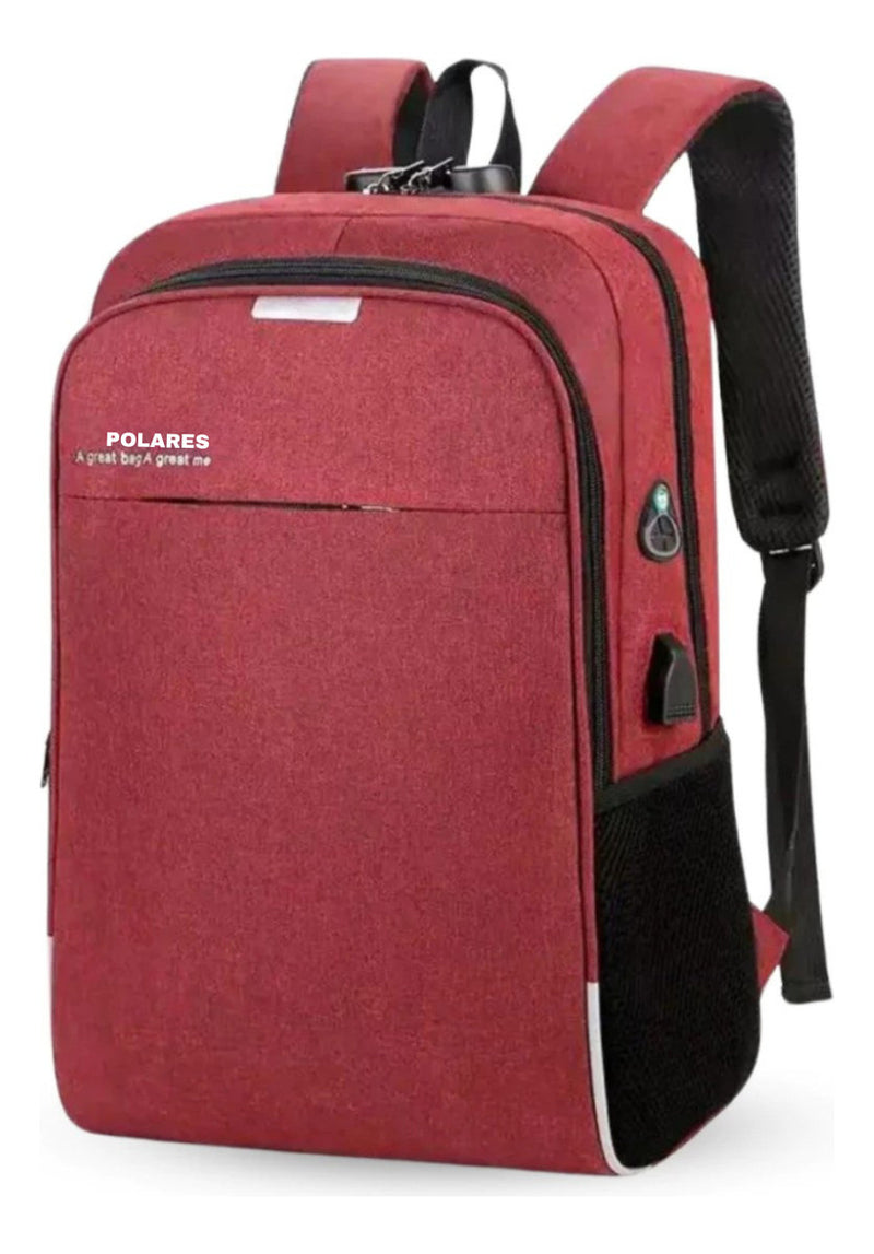 Mochila Anti Furto Polares Notebook Saída Cabo Aux Usb E Fone Ouvido Cor Preto