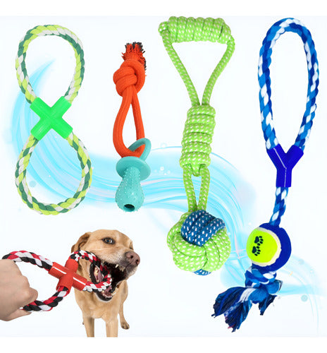 4 Brinquedo Pet Corda Resistente Interativo Cachorro Forte