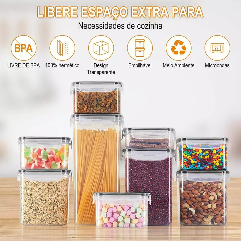 Kit 42 Potes Herméticos Mantimentos Plásticos Com Tampa