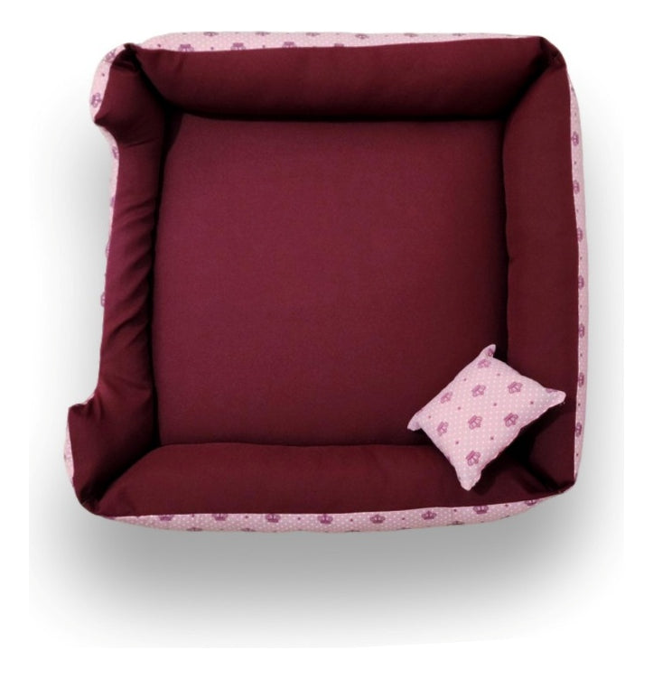 Cama Cachorro 70x70 Cama Pet Pra Cachorro Grande + Manta Cor Marrom De Coroinhas
