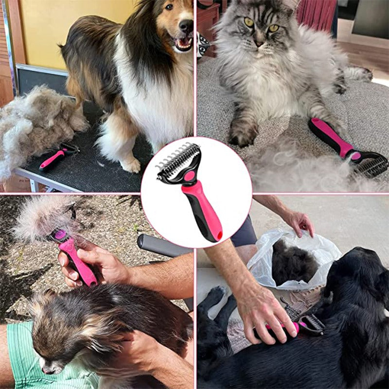 Rasqueadeira Removedor Tira Pelos Mortos Pets Gatos Grande Cor Azul E Preto - G