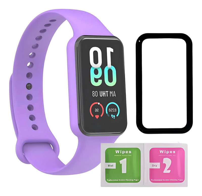 Pulseira Silicone Borracha Para Xiaomi Amazfit Band 7 + Pel Cor Lilás