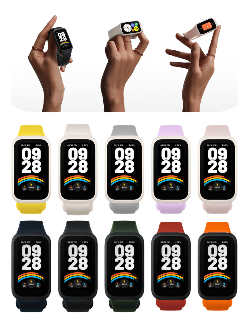 Pulseira 2em1 Protetora Para Xiaomi Smart Band 9 Active 1.47 Cor Rosa-claro