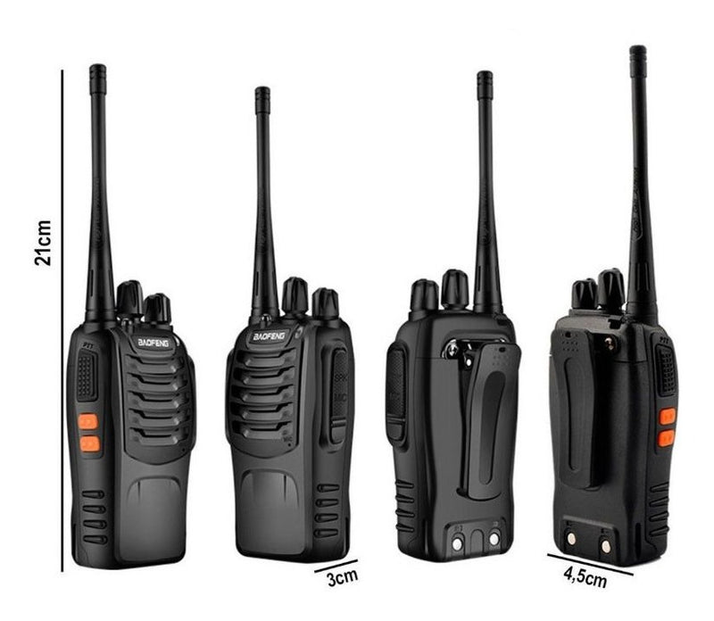 Kit 3 Radio Comunicador Walktalk 12km Segurança Profissional Cor Preto