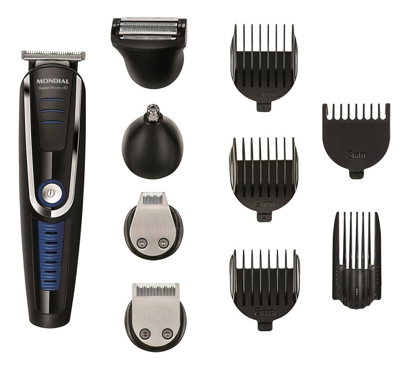 Barbeador Elétrico Maquina Barbear Aparelho Barba 3em1 Cor Preto/azul