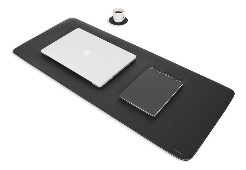 Mousepad Grande Preto 90x40 Deskpad Couro Antiderrapante Mesa Computador Notebook Eddias