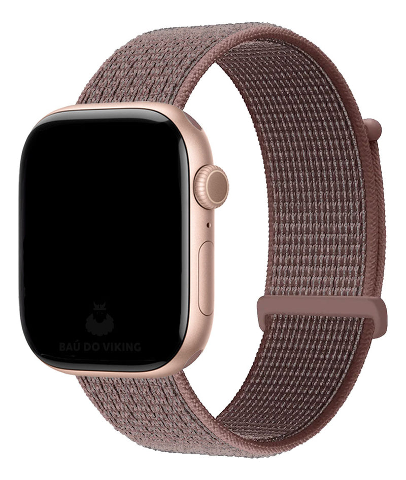 Baú do Viking pulseira Nylon Loop rosa areia compatível com Apple Watch 38/40/41/42mm