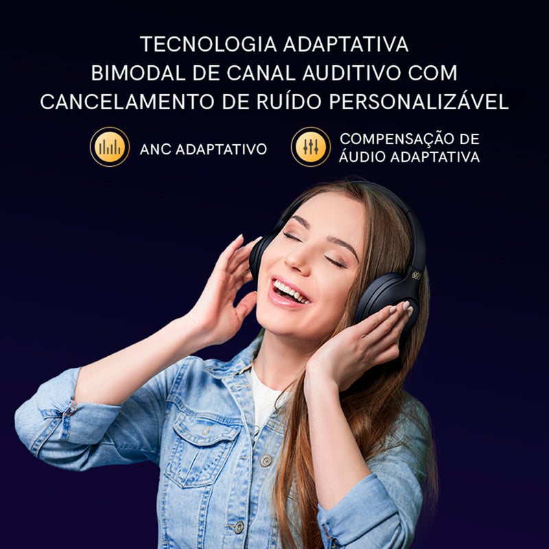 Headset Qcy H3 Anc Adaptativo Bluetooth 5.3 Multiponto 60h Cor Preto