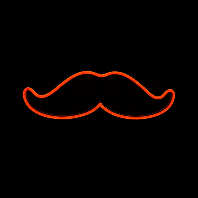 Painel Neon Bigode Moustache Barbearia Iluminação 32 Cm