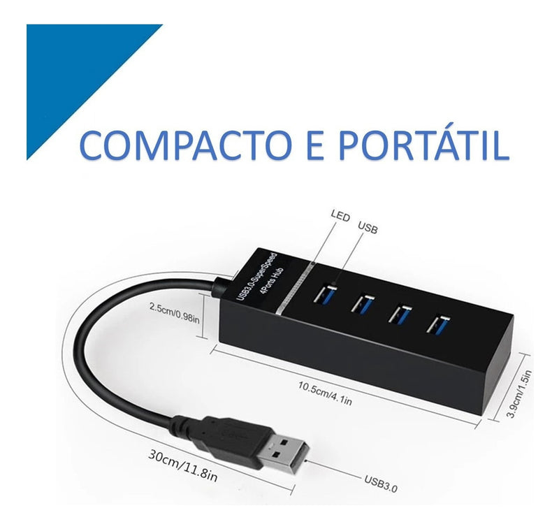 Pafesa Tech Extensão Hub Cabo Usb 3.0 Alta Velocidade Adaptador Com 4 Portas Usb Para Mouse Teclado Notebook Pc