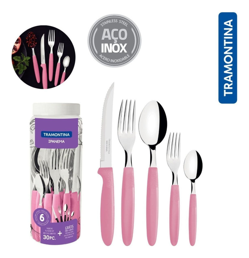 Faqueiro Tramontina Ipanema Inox 24 Pçs Serve Até 6 Pessoas Cor Branco