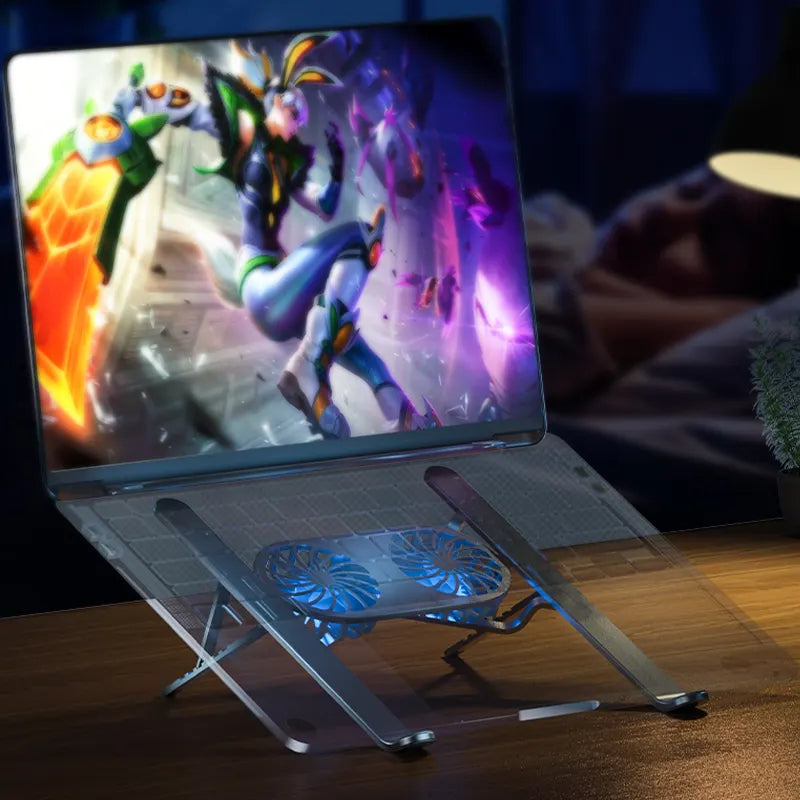 Suporte De Notebook Articulado Dobrável Ergonomico Em Aluminio Prateado Rishon