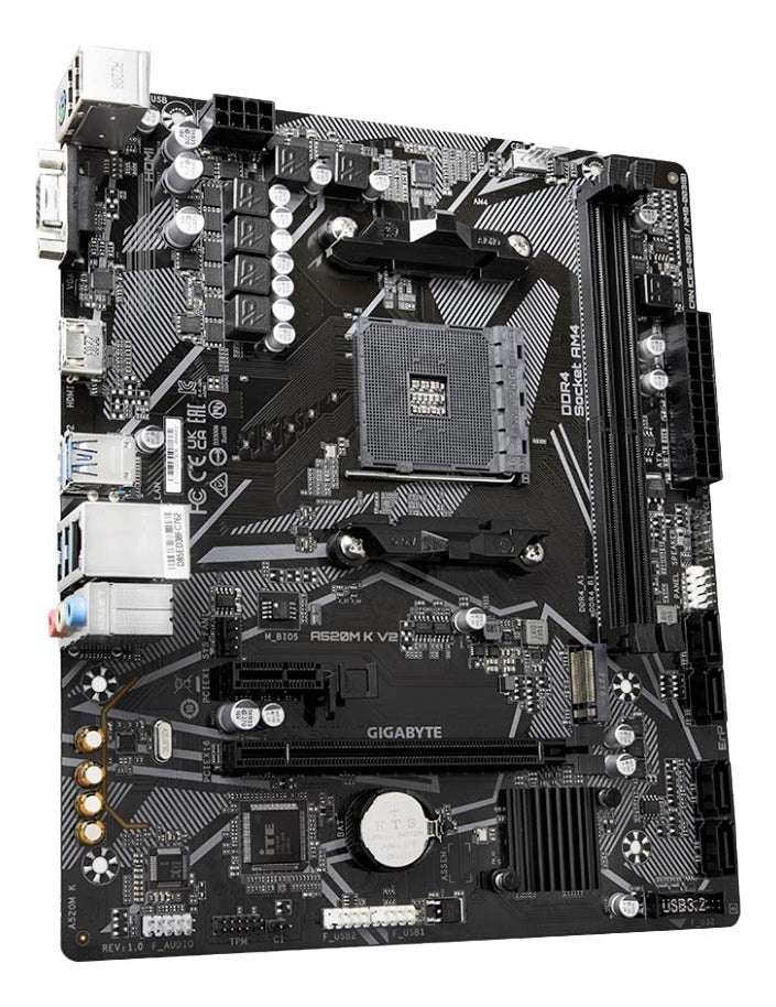Placa Mãe A520M K V2 AMD AM4 MATX DDR4 Gigabyte Cor Preto