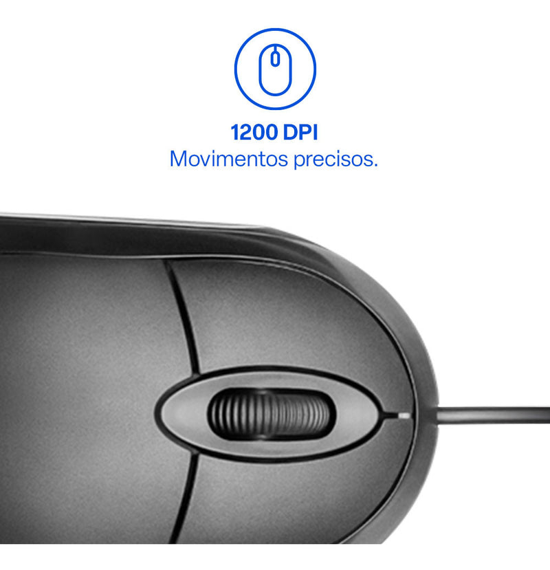 Mouse Classic Box Óptico Usb 1200dpi Preto Multilaser Mo300