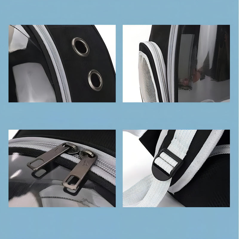 Mochila Pet visão panorâmica inteligente segurança ventilação cor preto com conforto premium